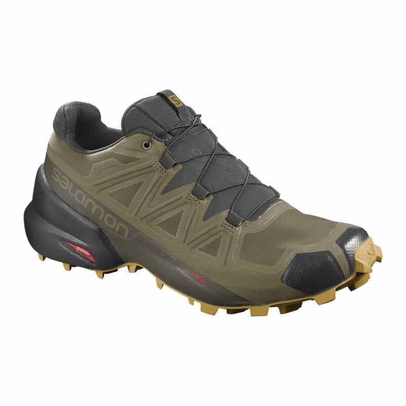 Salomon Singapore Mens Trail Running Shoes - SPEEDCROSS 5 GORE-TEX Olive | 57142-YJVP